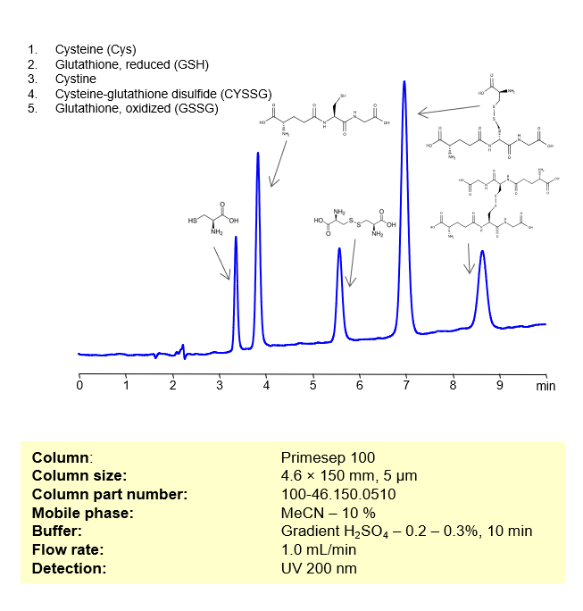 HPLC Method for Separation of Sulfur-containing Biomolecules on Primesep 100  Column Chromatogramm