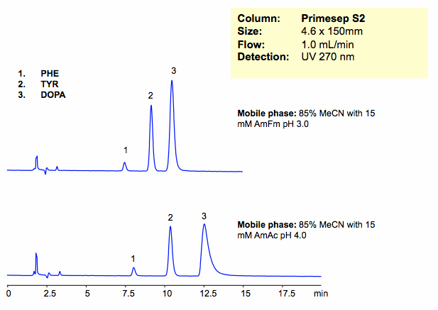 HPLC Separation of Amino Acids in HILIC and Cation-Exchange Modes Chromatogramm