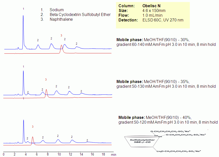HPLC Separation of Cyclodextrin Sulfobutyl Ether and Hydrophobic Compound Chromatogramm