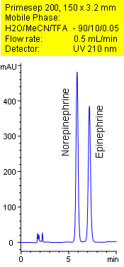Separation of Epinephrine and Norepinephrine Chromatogramm