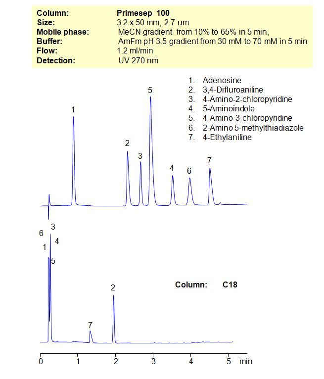 Separation of Model Compounds in Reversed-Phase and Mixed-Mode Chromatogramm